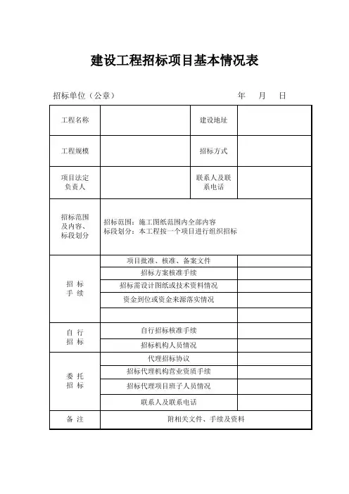 招标项目登记表