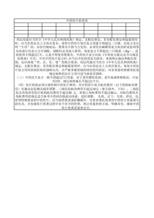 中药饮片检查表