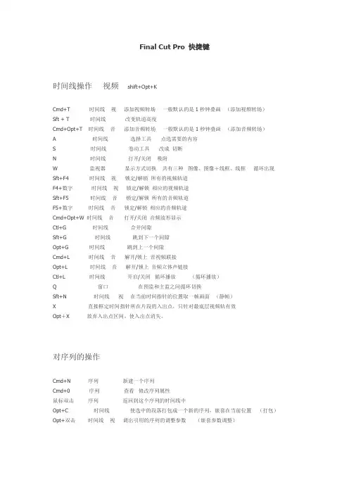 Final Cut Pro 快捷键