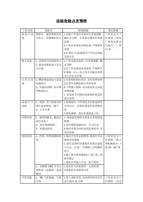 巡视危险点及预控
