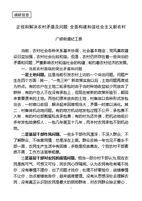 正视和解决农村矛盾和问题 为构建和谐社会新局面奠定基础