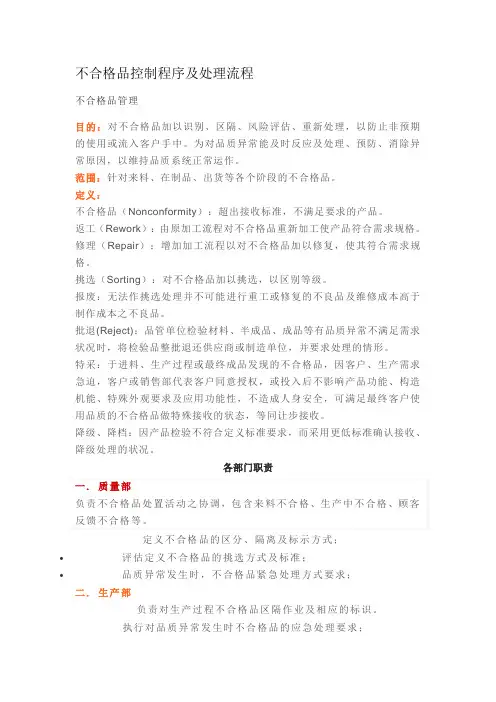 不合格品控制程序及处理流程 2