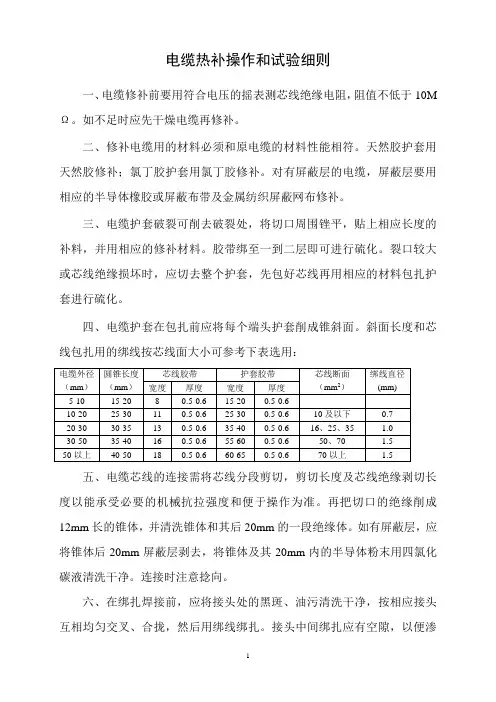 电缆热补操作规程