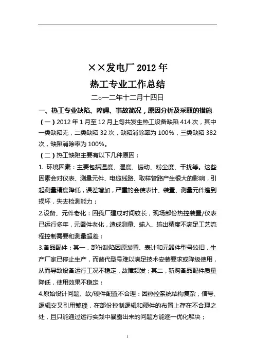 2012年度热工专业工作总结讲解