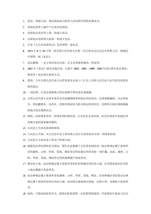 宪法学考试重点