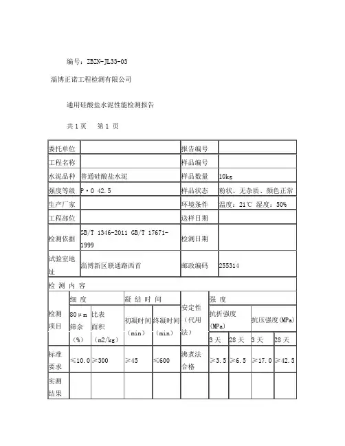 水泥检测报告 2