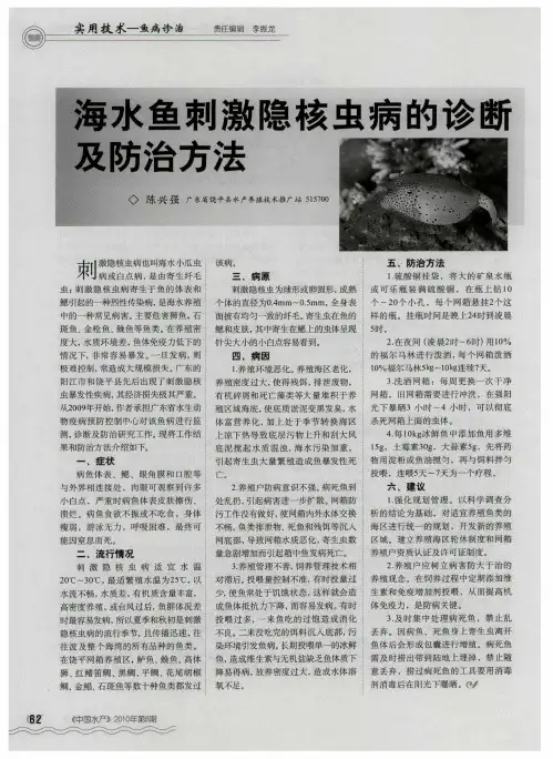海水鱼刺激隐核虫病的诊断及防治方法