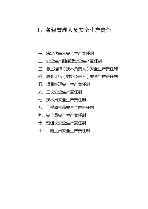 四、(1)各级安全生产责任制目录及文件