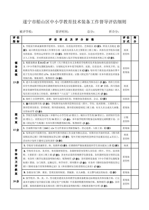 船山区中小学教育技术装备工作督导评估细则1