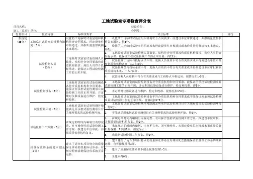 工地试验室专项检查评分表