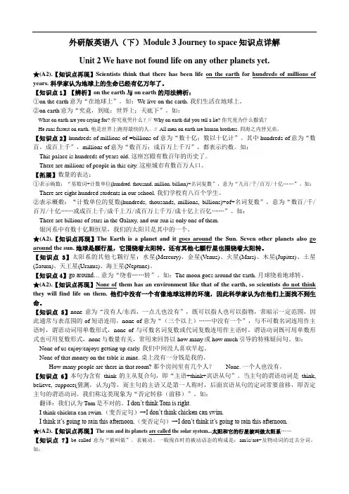 Module 3 Unit 2、Unit 3 知识点详解-外研版八年级下册英语