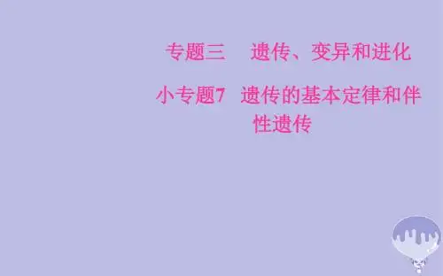 2018年高考生物二轮复习专题三小专题7遗传的基本定律和伴性遗传课件新人教版