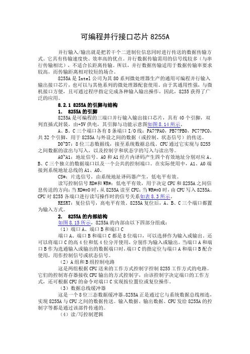 可编程并行接口芯片8255A