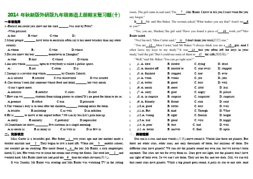 2014年秋新版外研版九年级英语上册期末复习题(十)