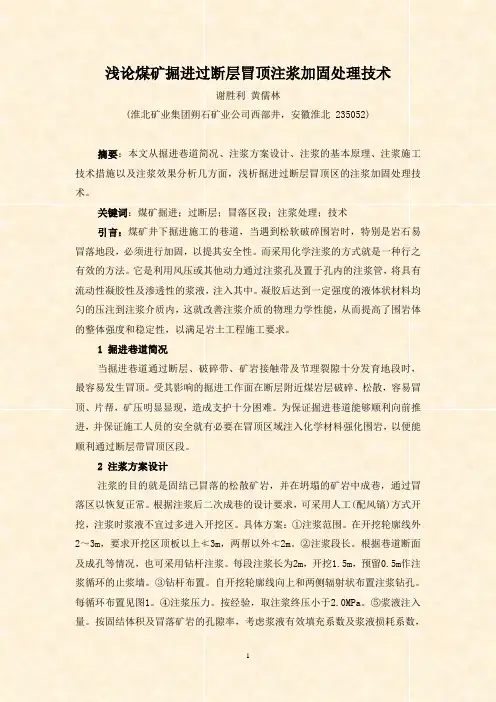 浅论煤矿掘进过断层冒顶注浆加固处理技术(谢胜利)