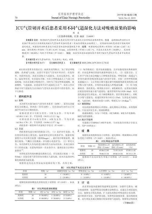 ICU气管切开术后患者采用不同气道湿化方法对吸痰效果的影响