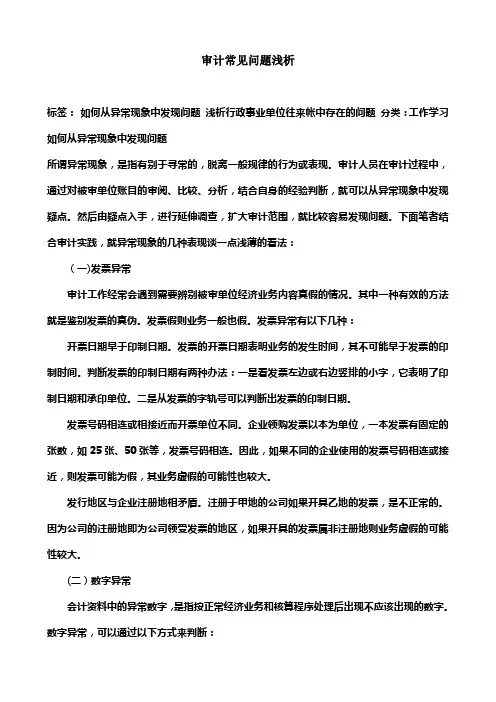 审计常见问题浅析 2
