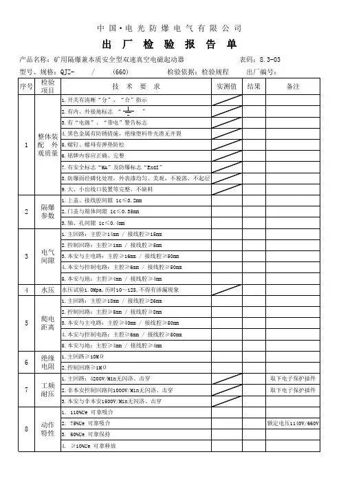 出厂检验报告单