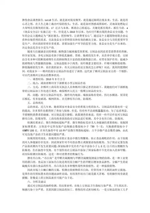 掺伪食品调查报告