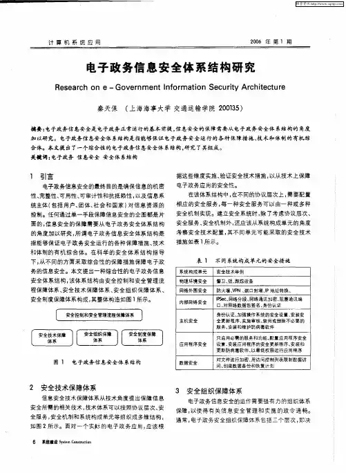 电子政务信息安全体系结构研究