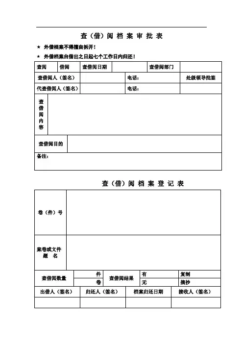 查(借)阅档案审批表