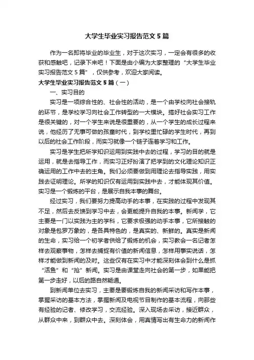 大学生毕业实习报告范文5篇