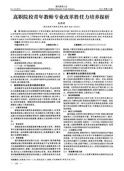 高职院校青年教师专业改革胜任力培养探析