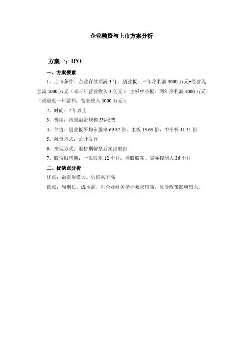 企业上市方案对比：新三板、并购、IPO