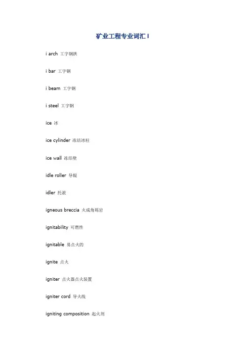 矿业工程专业词汇I