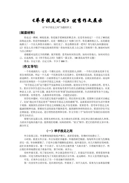 《举手投足之间》优秀作文展示