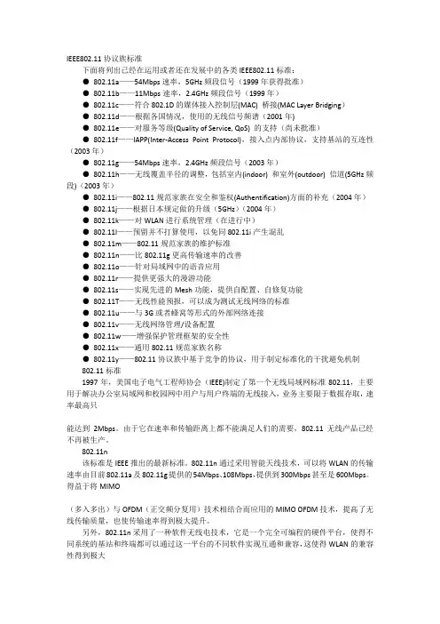 IEEE802.11协议族标准