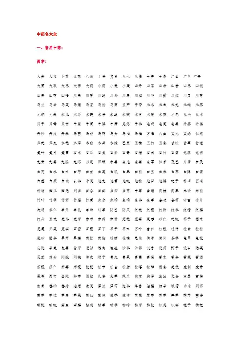 中药名大全