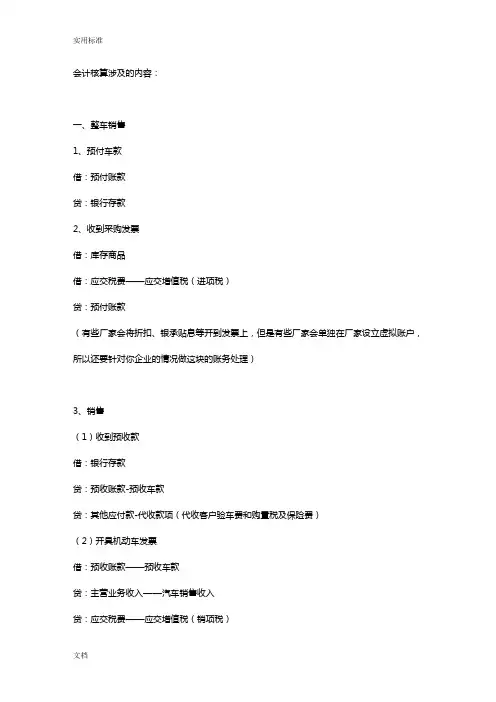 汽车销售行业账务处理大全