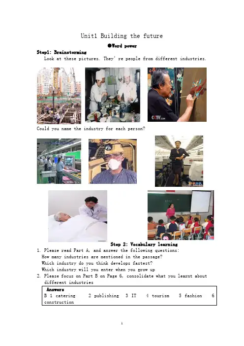 高中英语选修10教案： Unit 1 building the future - power1