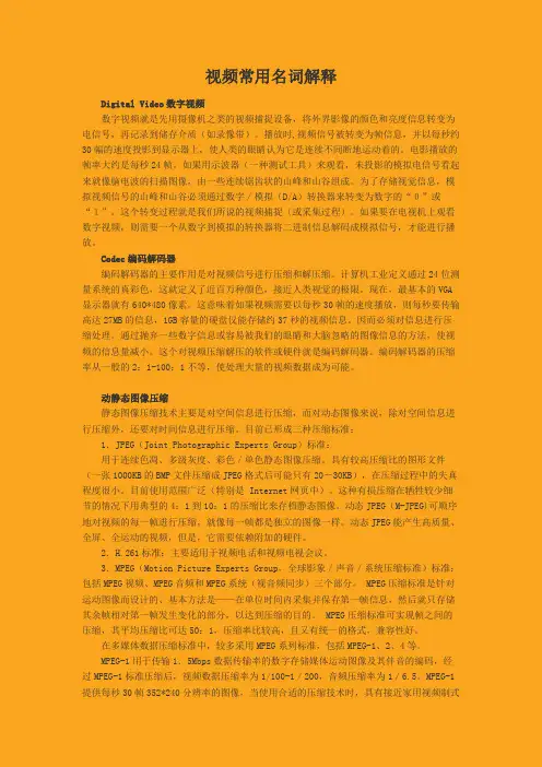视频常用名词解释