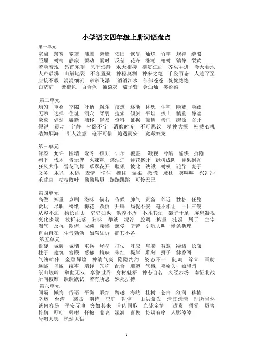 人教版小学语文四年级至五年级词语盘点精装版