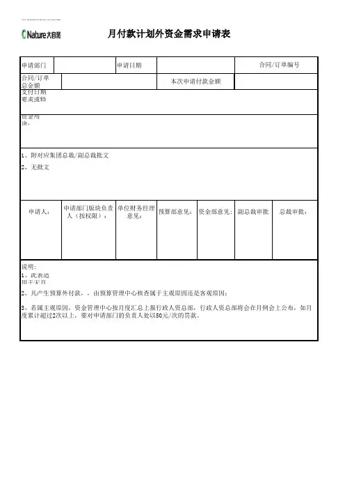 月度计划外资金需求申请表[1]