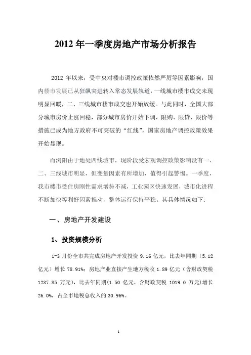 2012年一季度房地产市场分析报告
