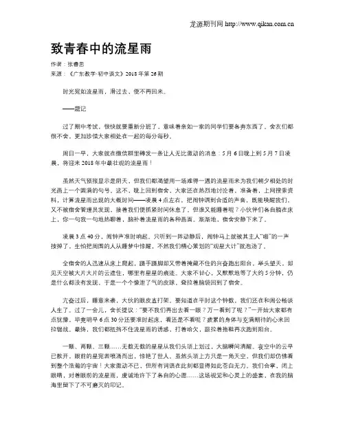 致青春中的流星雨