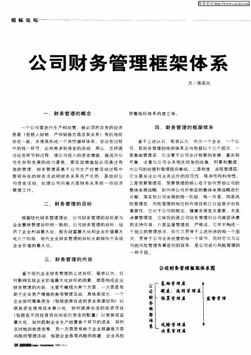 公司财务管理框架体系