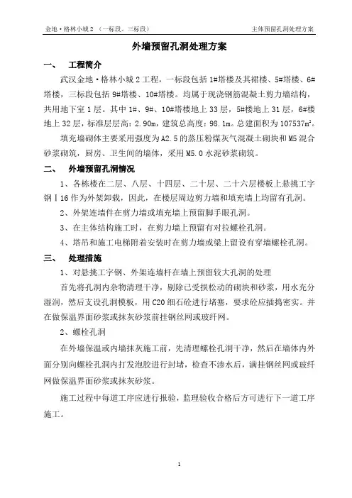 外墙预留孔洞施工方案