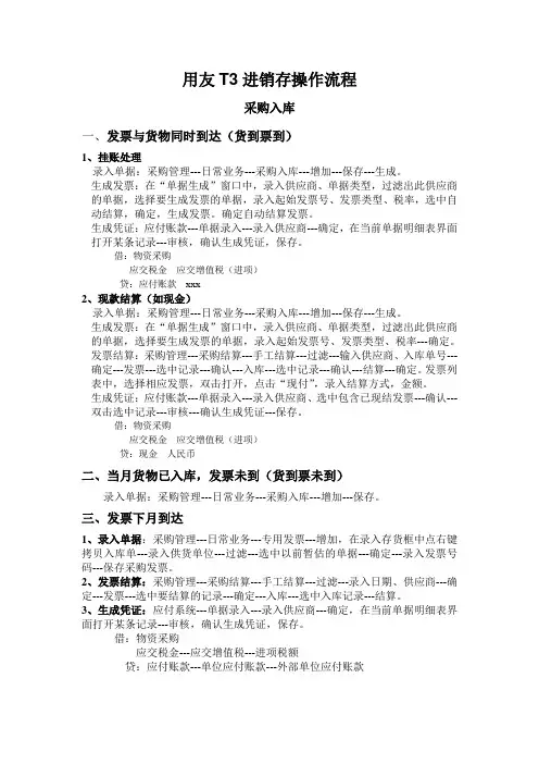 用友t进销存操作流程