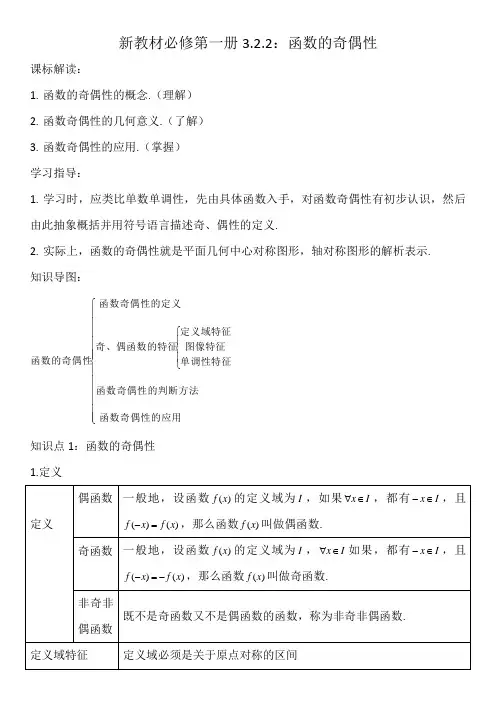 3.2.2函数的奇偶性-【新教材】人教A版(2019)高中数学必修第一册讲义