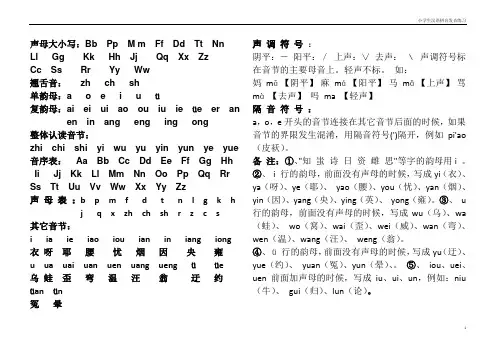 小学生汉语拼音表和大小写