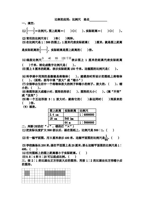 比例的应用：比例尺