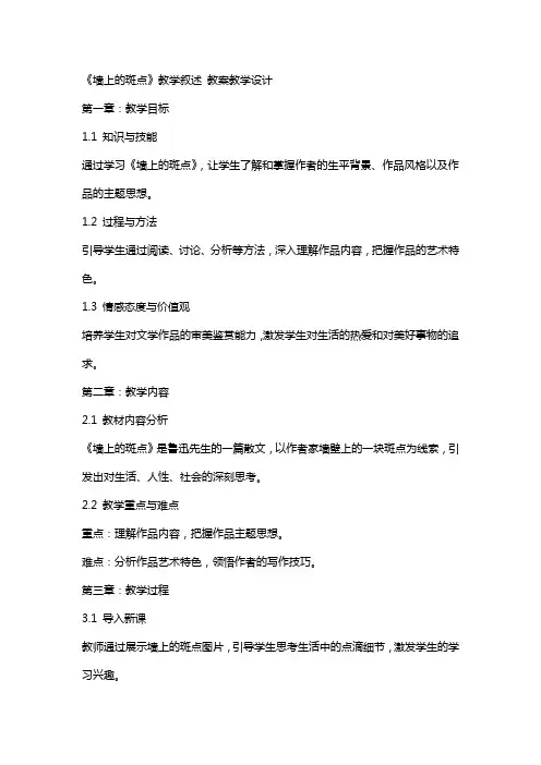 《墙上的斑点》教学叙述 教案教学设计