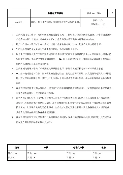 防静电管理规定