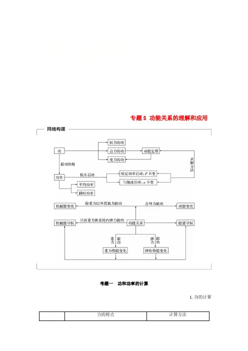 全国通用2019届高考物理二轮复习专题5功能关系的理解和应用学案