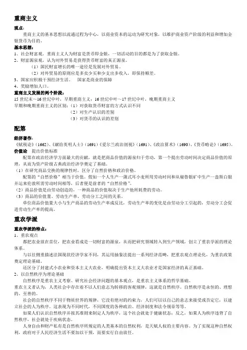 经济学说史总结