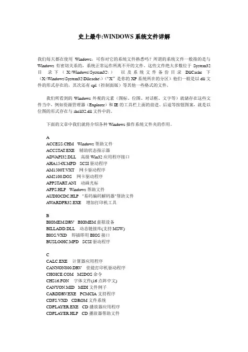 WINDOWS系统文件详解